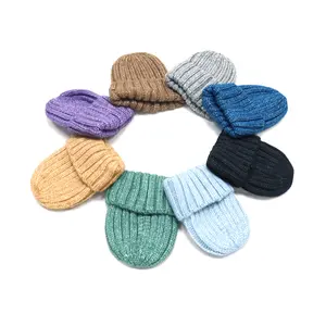 In Stock Colorful Warm Elastic Wooly Combed Twill Beanie Cap Low Profile Winter Cherry Blossom Cap For Men And Women