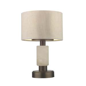 Lampe de table avec base en marbre et abat-jour en lin pour la décoration du salon et de la chambre - Product Image 1