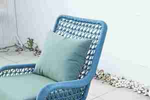 Fauteuil à bascule d'extérieur en aluminium, finition gris thermolaqué, mobilier de jardin moderne, style ferme, pour patio, salon et chambre - Product Image 5