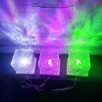 Lampe Aurore Rotative 3D en Cristal, 16 Couleurs, Bleu Dynamique, Effet d'Ondulation de l'Eau, Cube, Projecteur de Table du Nord, Veilleuse