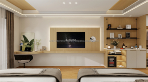 Juego de Muebles Modulares para Dormitorio de Hotel de 3 Estrellas a Precio Accesible, Estructura de Cama de Madera con Mesitas de Noche, Armario y Mueble para TV para Habitación Completa de Hotel - Product Image 4