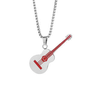 قلادات رجالية جديدة بتصميم بسيط على شكل جيتار روك، قلادات موسيقية مخصصة، سلسلة للسترات، إكسسوارات من الفولاذ المقاوم للصدأ - Product Image 4