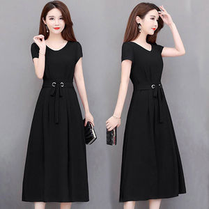 <b>Plus</b> <b>Size</b> Women's V Neck Midi Dress With <b>Belt</b> A Line Solid Color Daily Wear - Product Image 2