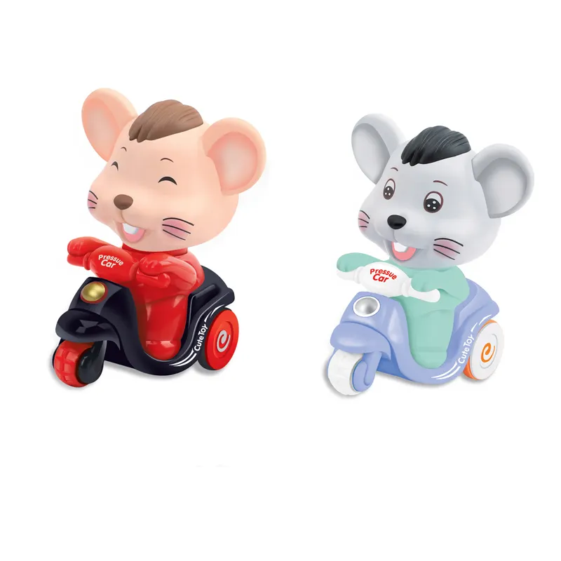 QS卸売キッズプレススライディング動物車プラスチック漫画かわいいミニプレスフォワードマウスオートバイ車のおもちゃ子供用