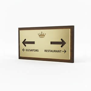 Letrero Direccional para Hotel Royal, Placa de Latón Dorado, Señalización para Elevador y Restaurante, Resistente, Origen EE. UU. - Product Image 2