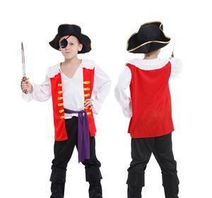 हॉट सेलिंग सुंदर पायरेसी किंग हैट ब्लैक पॉलिएस्टर बच्चों के होलोलीन लड़कों कॉस्प्ले प्रदर्शन पोशाक पोशाक - Product Image 5