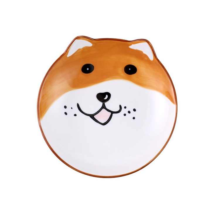 Dishwasher Safe 8 Inch Cute Cartoon Puppy Ceramic Dinner Plate For Kids