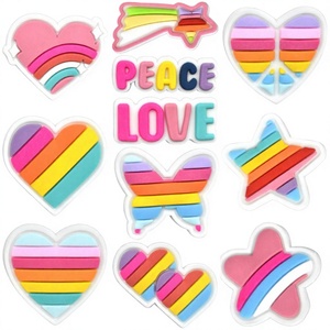 Customize Love and Peace Clog <b>Shoes</b> Buckle PVC <b>Soft</b> Plastic Epoxy Eva Sandals Accessories Removable <b>Shoe</b> Charm Eco-Friendly - Product Image 3