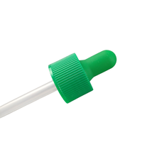 Bouchon compte-gouttes à vis en plastique PP vert côtelé 24/410 avec pipette en plastique et tête en caoutchouc