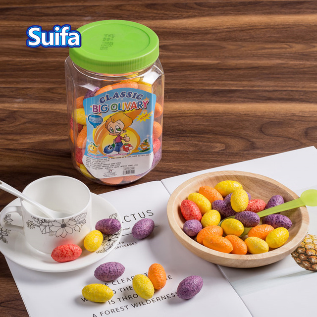 Hot Sell Colorful Assorted Fruit Olive Shape Custom Sweet Bubble Gum