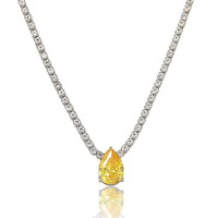 Kalung Tennis Berlapis Mutiara CZ Pink Kuning untuk Wanita, Cocok untuk Pesta dan Pertunangan