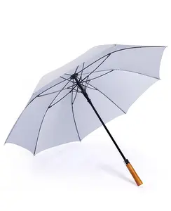 Payung Gagang Kayu Putih Besar Kualitas Tinggi Payung Golf Tahan Angin dengan Gagang Kayu