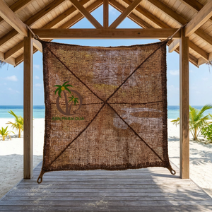 COCONUT FIBER DURABLE SUNSHADE SAIL-4 METAL HOOKS-2 CROSS-REINFORCED ROPE-MODERN STYLE for GARDEN & OUTDOOR - Product Image 1