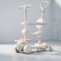 Trottinette multifonctionnelle 6 en 1 pour enfants, pliable, à 3 roues, avec poignée parentale et lumières musicales pour garçons et filles