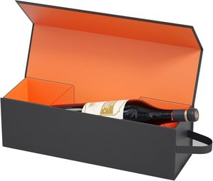 Boîte cadeau magnétique pliable pour vin, 1 unité, emballage haut <span class=keywords><strong>de</strong></span> gamme pour bouteille <span class=keywords><strong>de</strong></span> spiritueux ou <span class=keywords><strong>de</strong></span> <span class=keywords><strong>champagne</strong></span>, idéal pour mariages, anniversaires et fêtes - Product Image 1