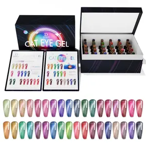 Super beliebte 36-farben-Sammlung Kristall-Katzen-Augen Gummisockel Katzenauge-Gel-Polier-Set Box OEM Nagellackzubehör