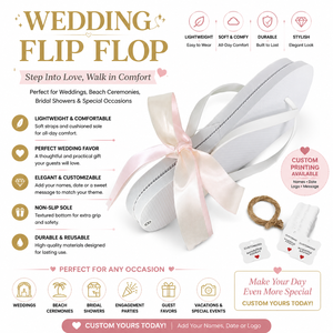 Tongs de Mariage <span class=keywords><strong>Personnalisées</strong></span> avec Logo pour Femme – Antidérapantes, Confortables, Légères – Idéales pour la Plage, les Douches Nuptiales, les Cadeaux d'Invités – Vente en Gros - Product Image 2