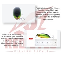 Échantillon Gratuit Leurre Flottant Red Eyes Mini Minnow 50mm 9.3g Leurre Souris Double Hameçon Appât Vente en Gros Matériel de Pêche