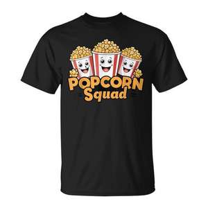 Camiseta Popcorn Squad con diseño de palomitas de maíz, color negro, talla para adulto - Product Image 1