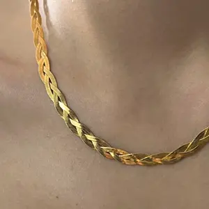 Fashion Waterproof Jewelry 18K Stainless Steel Three Layer twined Snake Skin Chain Clavicle Necklace YF2318
