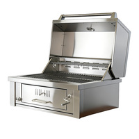 Barbecue au charbon de bois de qualité supérieure avec tiroir extractible et hauteur réglable, intégré en acier inoxydable SUS 304, pour cuisine extérieure, maison, jardin, fête
