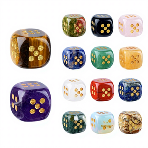 Dados de Cristal Natural para Juego de Mesa Casual Transfronterizo; Tallados de Ágata y Jade con Puntos Dorados Grabados con Láser, Piedra Semipreciosa Redondeada - Product Image 1