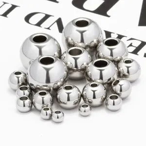 100 teile/beutel großhandel 2/3/4/5/6/7/8mm Abstand halter Runde polierte Metall perlen Edelstahl lose Perlen für die Schmuck herstellung