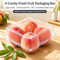 Boîte d'emballage en RPET recyclable avec couvercle à charnière ventilé transparent de qualité alimentaire pour les pommes et les pêches