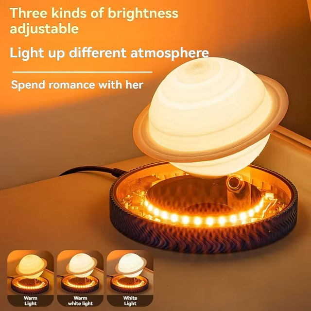 Magnetic Levitating Bulb Saturn Moon Levitating Rotating Table Lamp Creative Office Home Decoration Unique Gifts