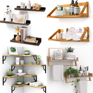 أرفف رف عائمة لديكور الحائط للمطبخ حافة خشبية عائمة مثبتة على الحائط من الكرتون - Product Image 6
