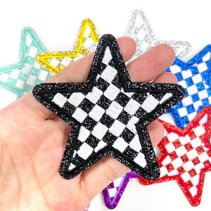 Vente <span class=keywords><strong>en</strong></span> gros de patchs brodés <span class=keywords><strong>en</strong></span> tissu <span class=keywords><strong>en</strong></span> forme d'étoile <span class=keywords><strong>en</strong></span> damier bicolore personnalisés Mignons écussons thermocollants - Product Image 5