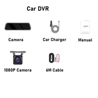 Caméra de tableau de bord 10 pouces avec écran tactile, enregistreur vidéo DVR de voiture, objectif AHD avant et arrière 1080P, boîte noire de voiture en streaming