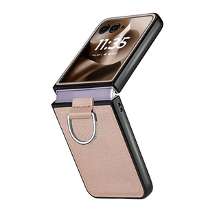 Lychee Skin Ring Holder coque de téléphone couverture arrière pour <span class=keywords><strong>Moto</strong></span> Razr 60/ Razr 60 Ultra, pour Galaxy Z Flip 5 étui de téléphone portable - Product Image 1
