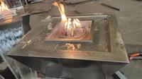 Mangkuk air api Gas luar ruangan dekoratif fitur air api baja kotak kolam