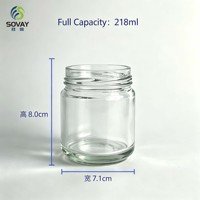 Pot en verre à col fileté et épaule ronde de 8,0*7,1 cm, 150 ml, récipient polyvalent pour usage domestique et commercial en gros
