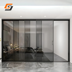 Puerta Corredera de Vidrio con Marco Negro de Lujo GS, Puerta Divisoria de Estilo Minimalista - Product Image 2