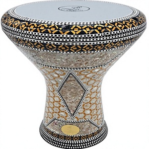 Gawharet El Fan 17,5 pouces, corps professionnel en aluminium moulé, motif nid d'abeille doré, pour doumbek/darbuka égyptien avec molettes de réglage internes - Product Image 1