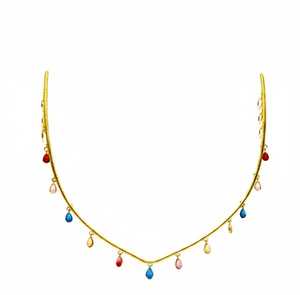 Diadème doré avec breloques colorées |   Bijoux de cheveux pour mariage bohème - Product Image 3