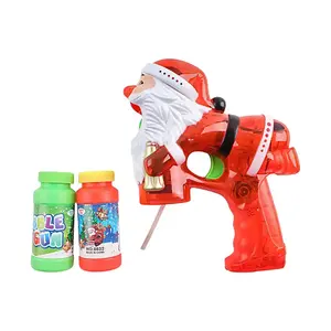 Lampeggiante pistola Blaster a bolle di Babbo Natale con 2 bottiglie di liquido a bolle che si illuminano ed effetti sonori senza bolle