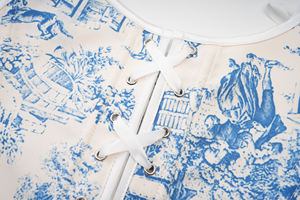 Corset à licou à fleurs vintage haut court pour femme <span class=keywords><strong>Bustier</strong></span> <span class=keywords><strong>médiéval</strong></span> de la Renaissance élégant à fermeture éclair latérale à lacets Corset gilet - Product Image 6