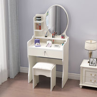 Coiffeuse de chambre moderne et simple avec LED, rangement compact intégré, miroir coulissant et armoire à maquillage, export