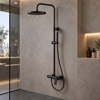 Ensemble colonne de douche pour projets hôteliers, hauteur réglable, avec pommeau pluie, douchette à main et mitigeur, pour entrepreneurs et développeurs