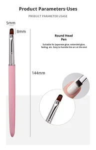 Outil de pointillage pour nail art à double embout, pinceau à ongles en gel rond et plat, manche en métal, poils synthétiques avec couvercle, stylo de dessin pour manucure - Product Image 6