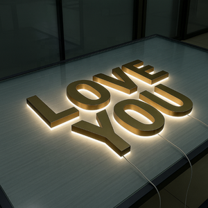 KonceptカスタムLEDビジネスロゴ3Dバックライト付きイルミネーションレターライトモダンプレートライトアップメタルサイン - Product Image 1