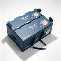 Boîte d'expédition de fruits personnalisée en gros, boîte cadeau pour fruits en promotion, grande boîte d'emballage de fruits en carton avec poignée en ruban, impression à l'encre de soja