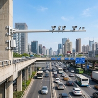 Poteau de signalisation routière solaire portable sur remorque avec caméra CCTV et panneau d'affichage à messages variables LED