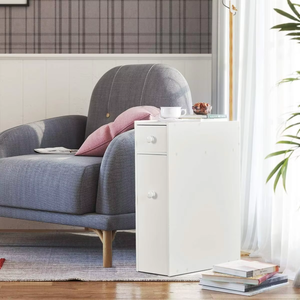 도매 직접 판매 나무 풀 아웃 서랍 및 선반 좁은 수납 슬림 욕실 바닥 캐비닛 - Product Image 3