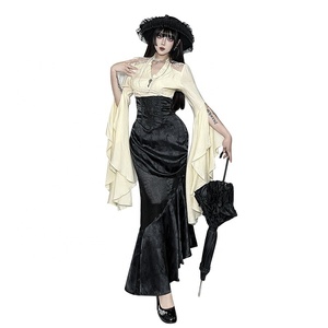 Otoño nuevo vestido de cola de pez de cintura alta irregular es un vestido largo gótico, sexy, Adelgazante y versátil - Product Image 5