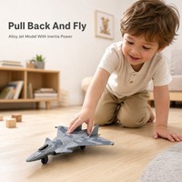 Modèle de chasseur en alliage pour enfants, avion militaire moulé sous pression avec fonction de recul à inertie, coffret cadeau pour garçons et filles