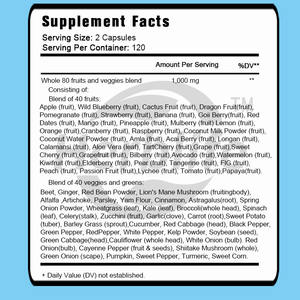 OEM Vente chaude - Personnalisable - Complément de fruits et légumes, 240 capsules végétales - 80 superaliments entiers pour l'équilibre quotidien - Product Image 2